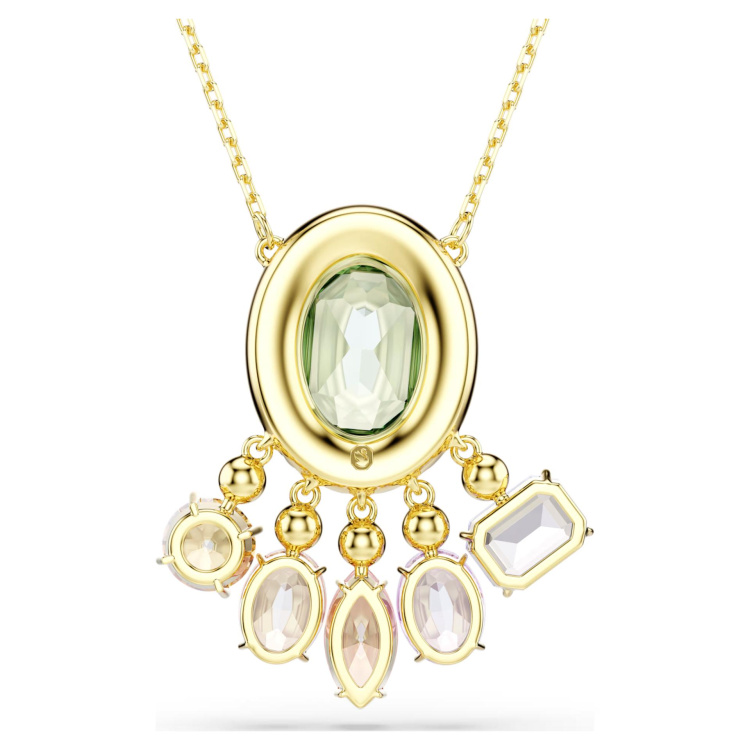 Gema pendant Mixed cuts, Dangling crystals, Multicolored, Gold-tone plated